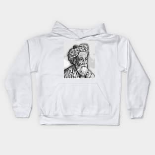 Omar Khayyam Black and White Portrait | Omar Khayyam Artwork 2 Kids Hoodie